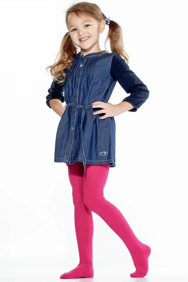 Детские однотонные хлопковые колготки D025 Teen girl classic Giulia (fuxia)