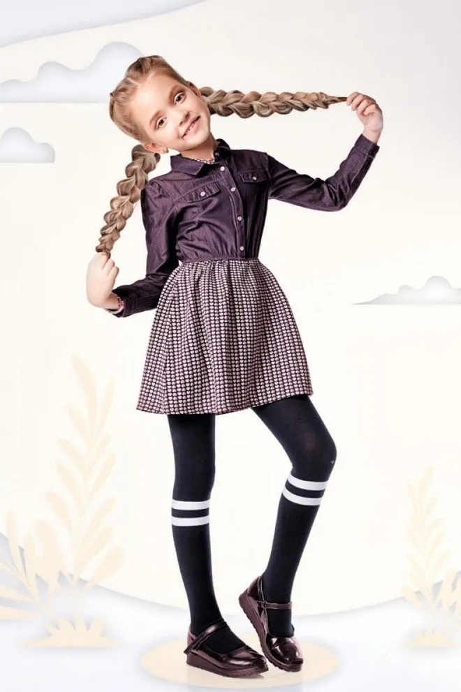 Детские хлопоковые колготки D048 Teen girl Giulia (nero)