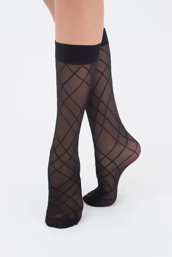 Женские капроновые гольфы с геометрическим рисунком DG-01 Giulia (nero)