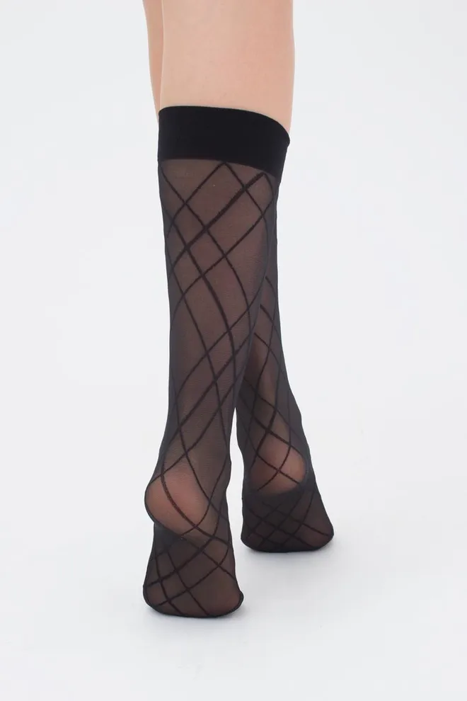 Женские капроновые гольфы с геометрическим рисунком DG-01 Giulia (nero)