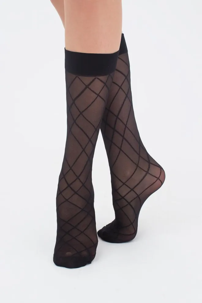 Женские капроновые гольфы с геометрическим рисунком DG-01 Giulia (nero)