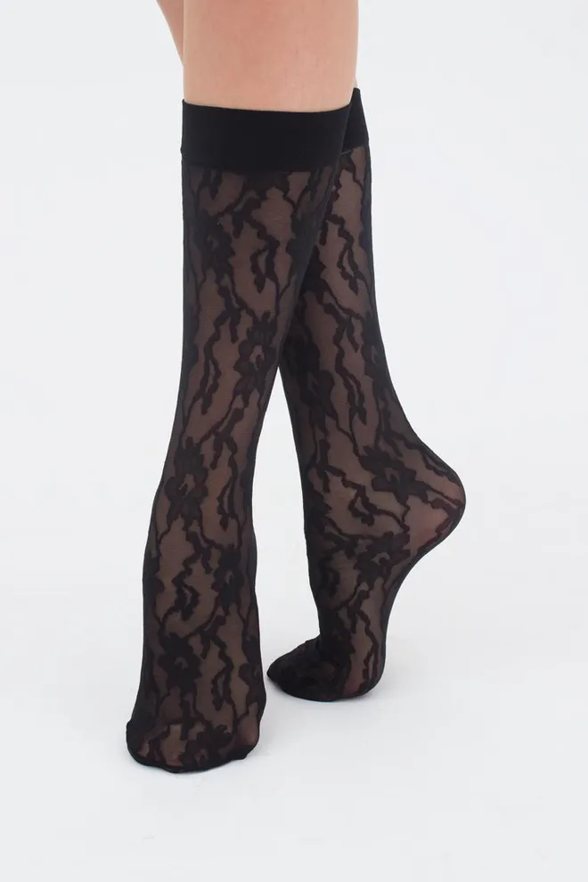 Женские капроновые гольфы с кружевным рисунком DG-02 Giulia (nero)