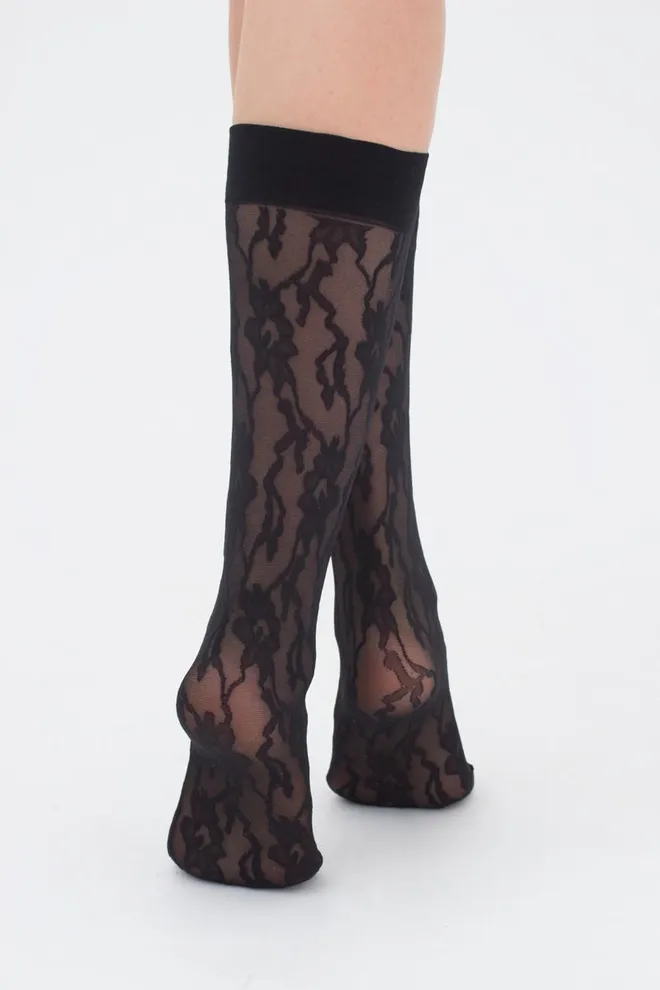 Женские капроновые гольфы с кружевным рисунком DG-02 Giulia (nero)