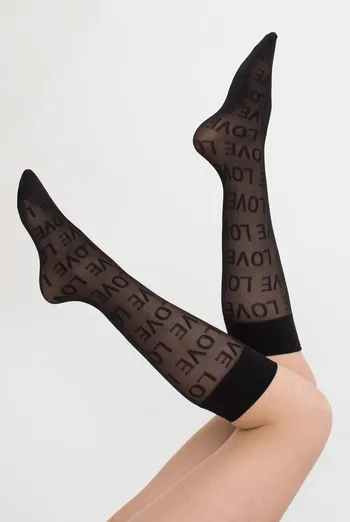 Гольфы прозрачные с надписями Dg-05 Giulia (nero)