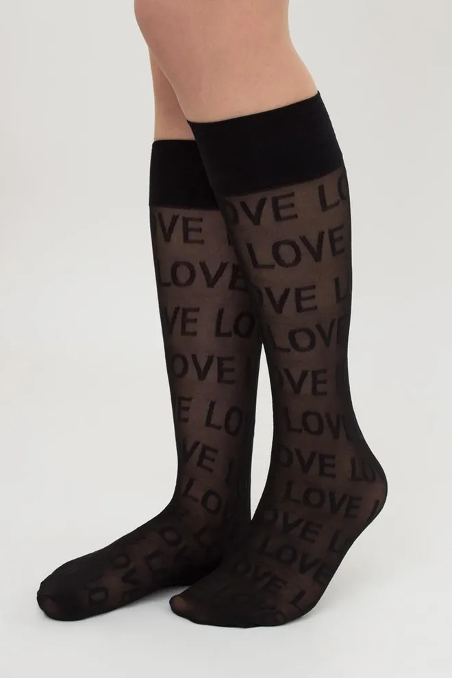 Гольфы прозрачные с надписями Dg-05 Giulia (nero)