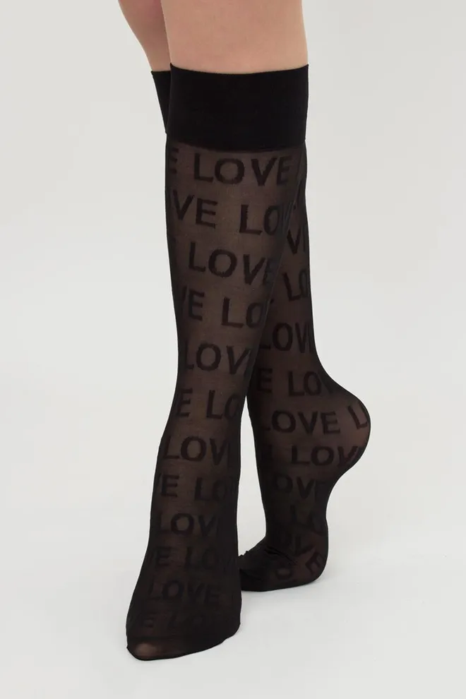 Гольфы прозрачные с надписями Dg-05 Giulia (nero)