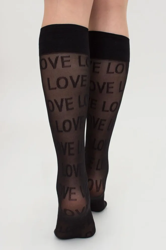 Гольфы прозрачные с надписями Dg-05 Giulia (nero)