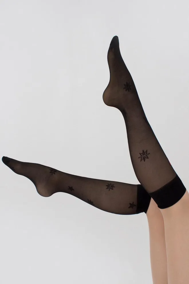 Гольфы прозрачные с рисунками Dg-06 Giulia (nero),черный