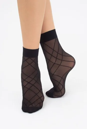 Носки женские капроновые с геометрическим рисунком DN 04 Giulia (nero)
