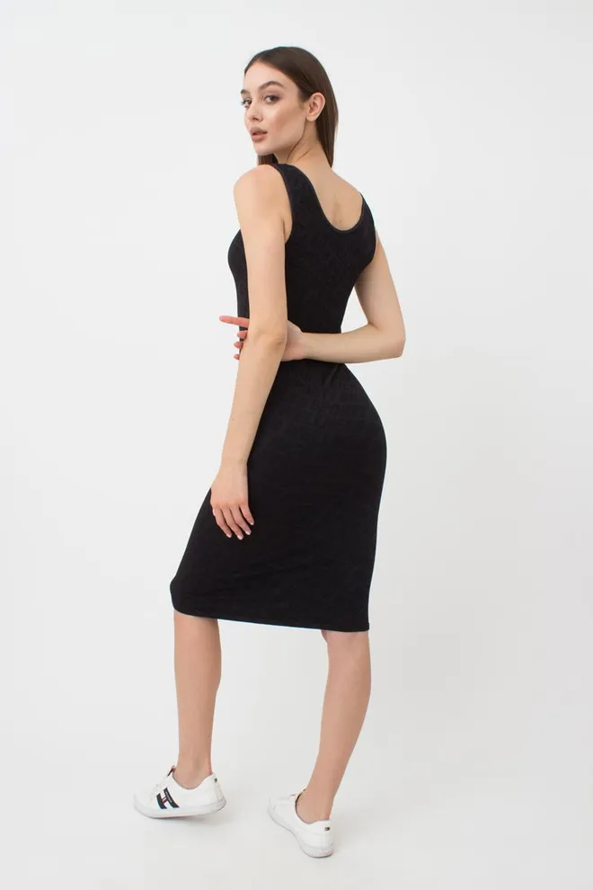 Бесшовное платье в рубчик DRESS RIB WELLNESS Giulia (black), черный
