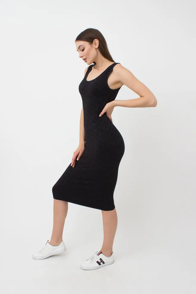 Бесшовное платье в рубчик DRESS RIB WELLNESS Giulia (black), черный