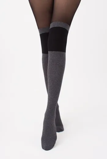 Колготки с имитацией чулок Enjoy melange 60 den model 2 Giulia (dark grey melange), серый