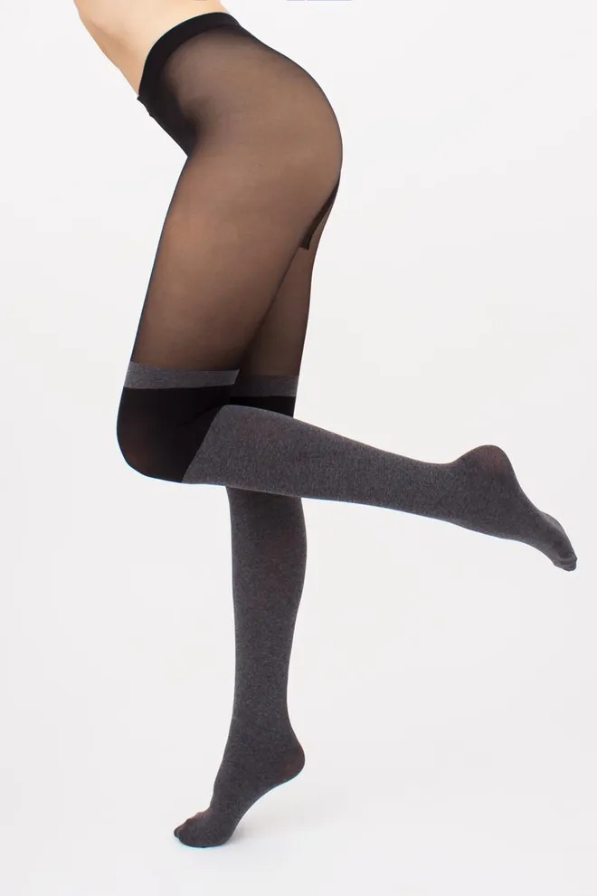 Колготки с имитацией чулок Enjoy melange 60 den model 2 Giulia (dark grey melange), серый