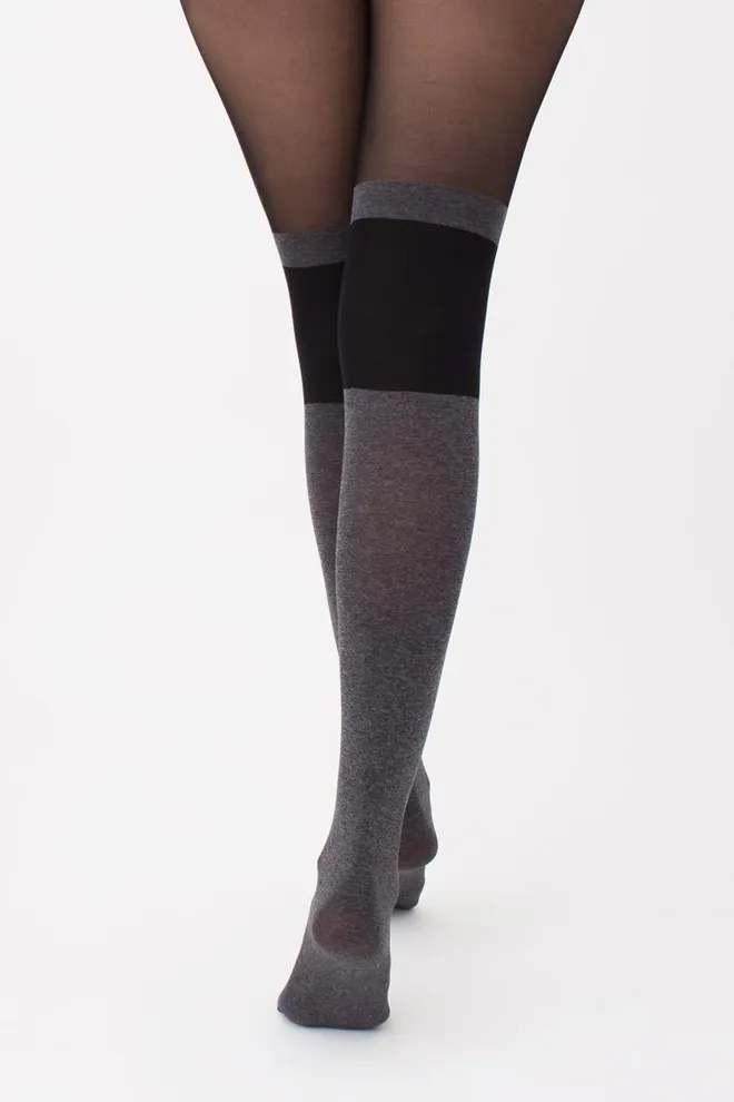 Колготки с имитацией чулок Enjoy melange 60 den model 2 Giulia (dark grey melange), серый