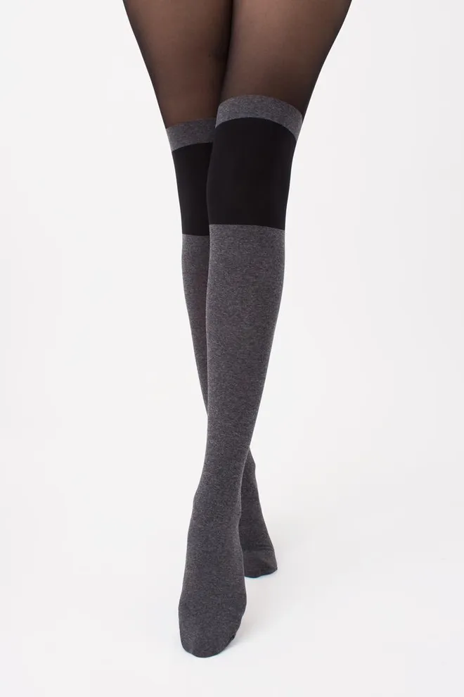 Колготки с имитацией чулок Enjoy melange 60 den model 2 Giulia (dark grey melange), серый