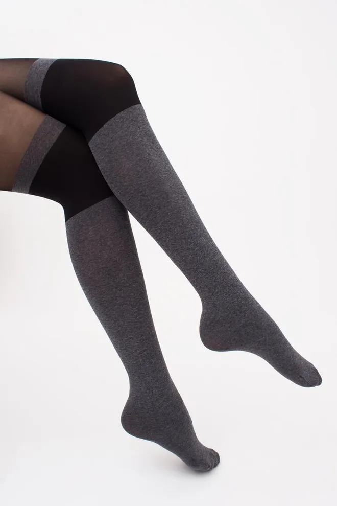 Колготки с имитацией чулок Enjoy melange 60 den model 2 Giulia (dark grey melange), серый