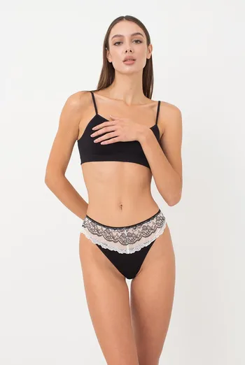 Кружевные трусы стринги Elegant 2101/61 Giulia (black/white)