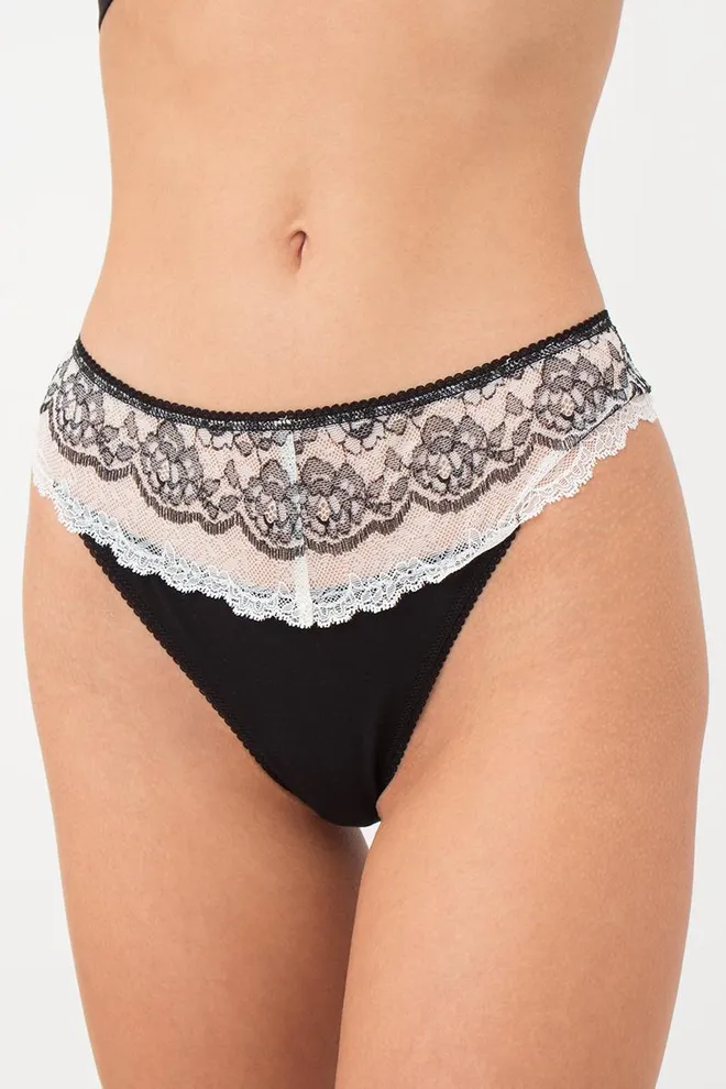 Кружевные трусы стринги Elegant 2101/61 Giulia (black/pink)
