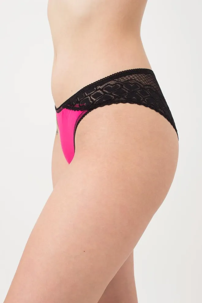 Женские кружевные трусики бразилиана Elegant 2204/61 Giulia (pink/black)