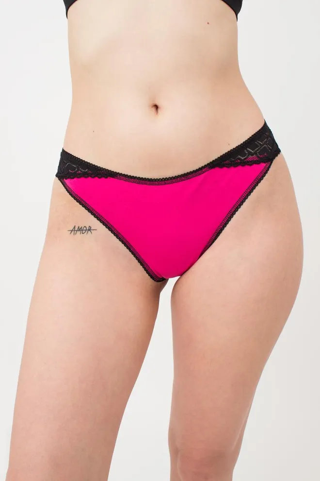 Женские кружевные трусики бразилиана Elegant 2204/61 Giulia (pink/black)