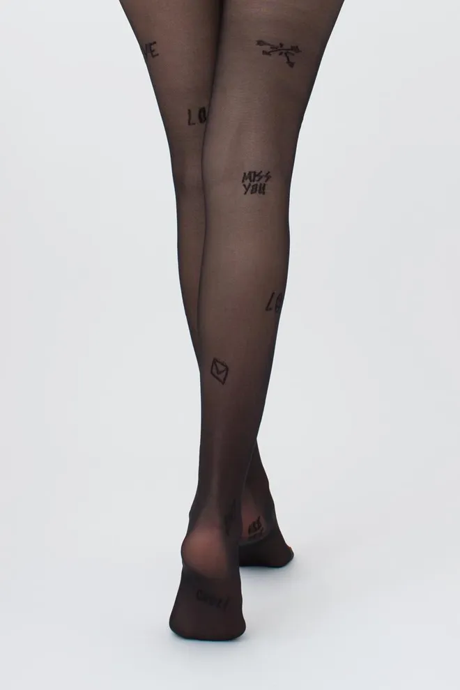 Колготки с принтом Fashionista 40 den model 7 Giulia (nero)