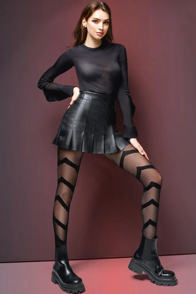 Колготки в сеточку с геометрическим рисунком Fashion Net 40 den model 7 Giulia (nero)