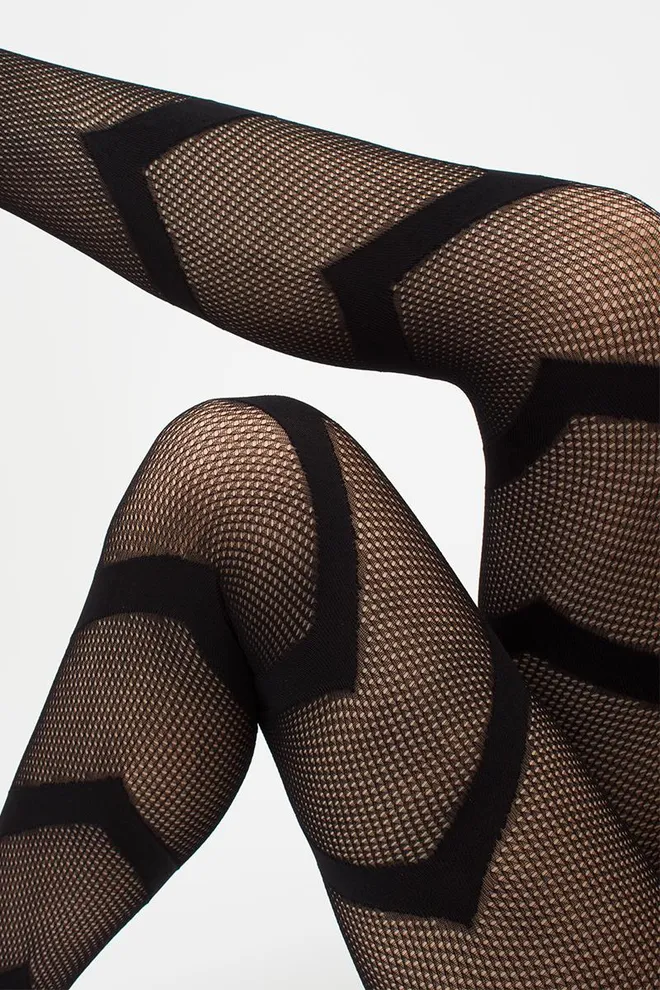 Колготки в сеточку с геометрическим рисунком Fashion Net 40 den model 7 Giulia (nero)