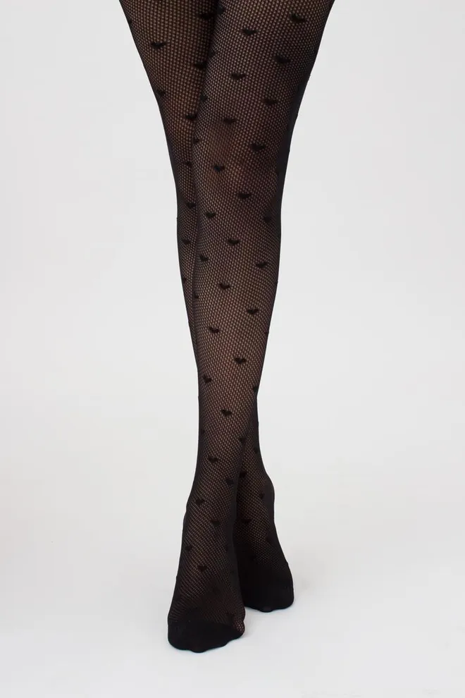 Колготки в сетку с рисунком сердечко Fashion net love 40 den model 2 Giulia (nero)