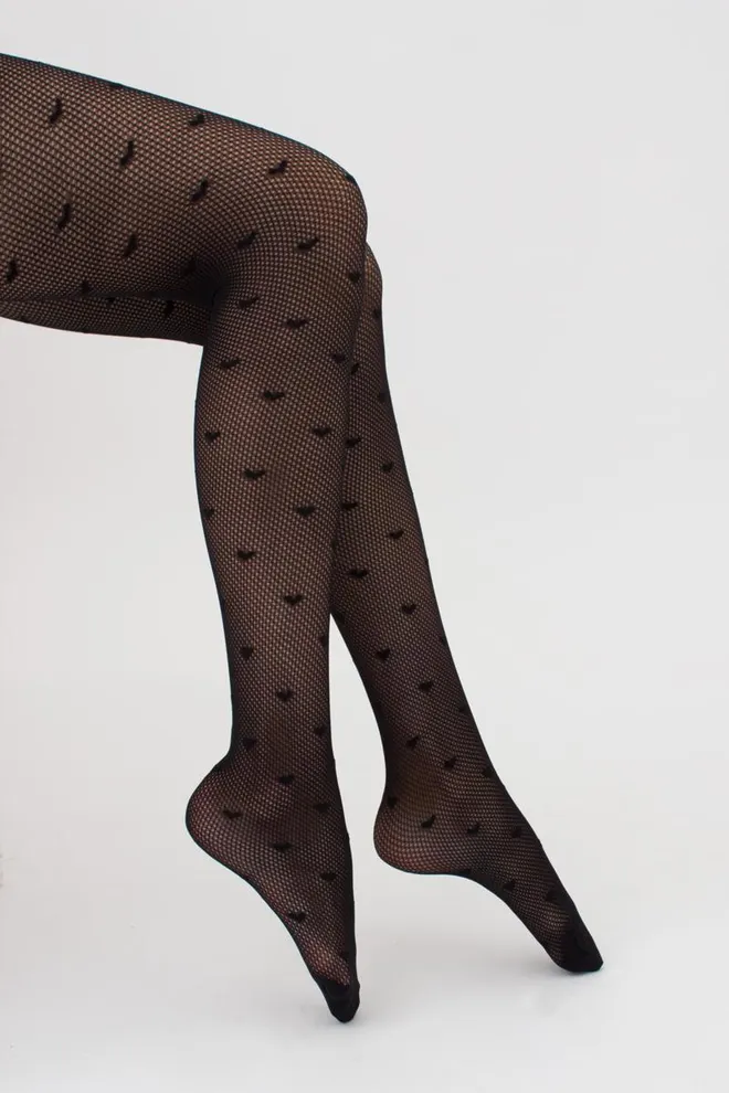 Колготки в сетку с рисунком сердечко Fashion net love 40 den model 2 Giulia (nero)