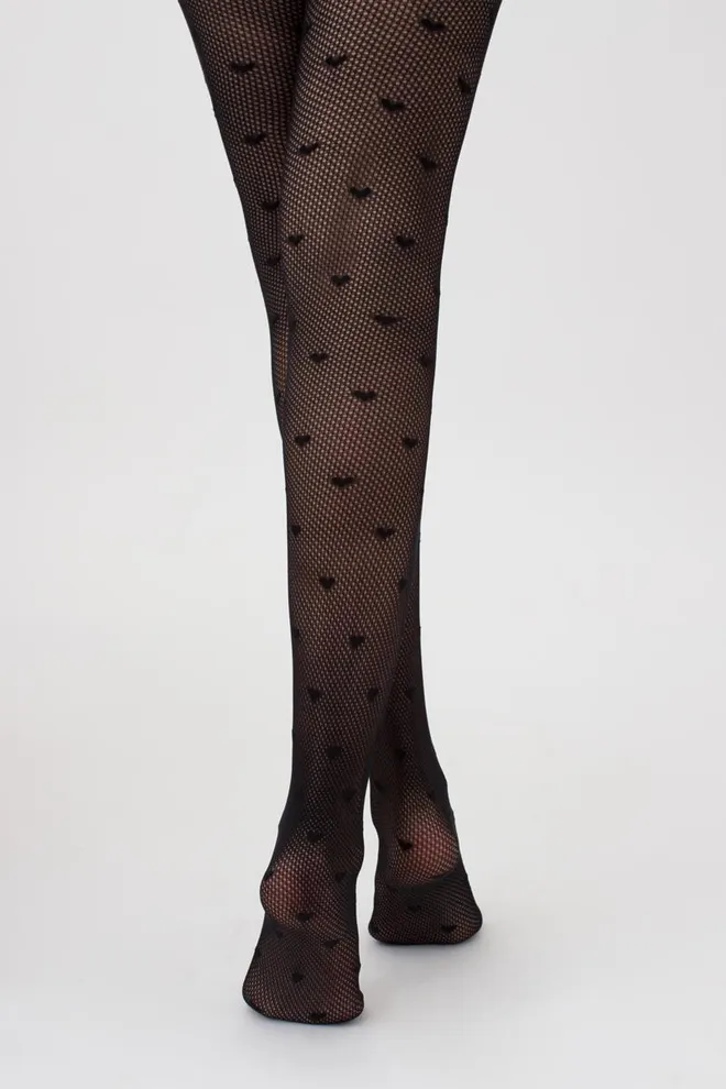 Колготки в сетку с рисунком сердечко Fashion net love 40 den model 2 Giulia (nero)