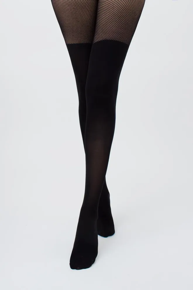 Колготки в сетку с имитацией чулок Fashion net up 60 den model 1 Giulia (nero)