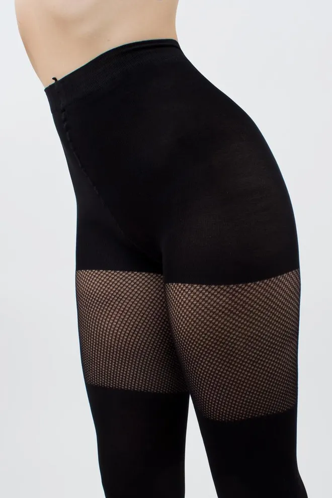 Колготки в сетку с имитацией чулок Fashion net up 60 den model 1 Giulia (nero)