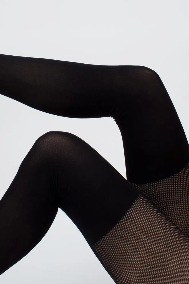 Колготки в сетку с имитацией чулок Fashion net up 60 den model 1 Giulia (nero)