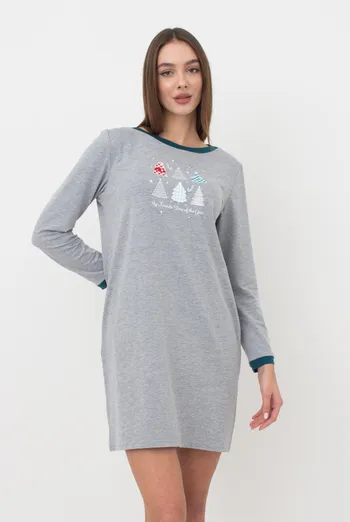 Ночная рубашка хлопковая с рукавами Favorite Time 8313/010 Giulia (light grey melange), серый