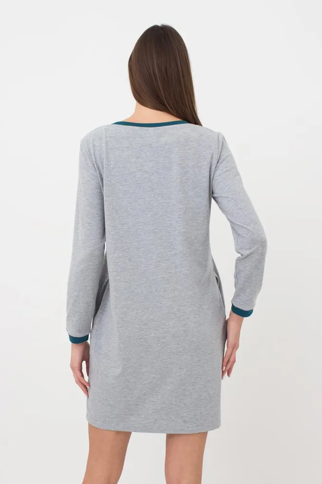 Ночная рубашка хлопковая с рукавами Favorite Time 8313/010 Giulia (light grey melange), серый