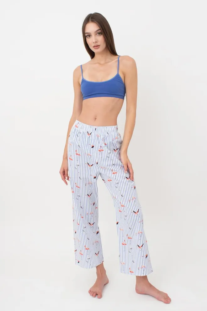 Женские хлопковые штаны FLAMINGO 4318/010 Giulia (blue stripe), голубой