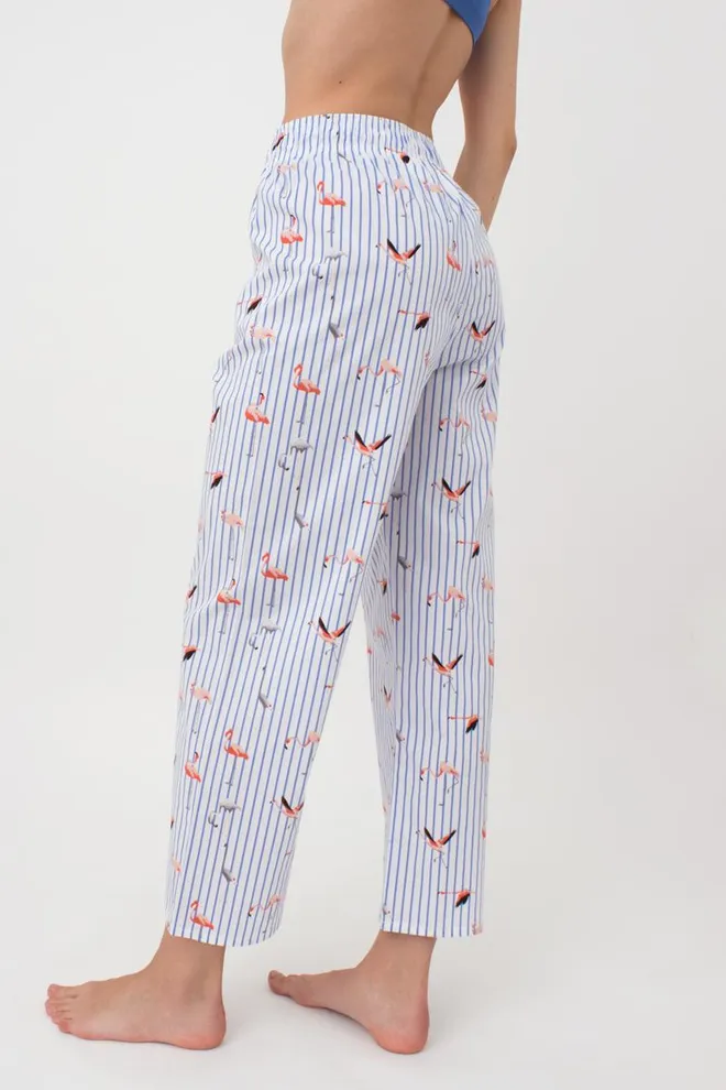 Женские хлопковые штаны FLAMINGO 4318/010 Giulia (blue stripe), голубой
