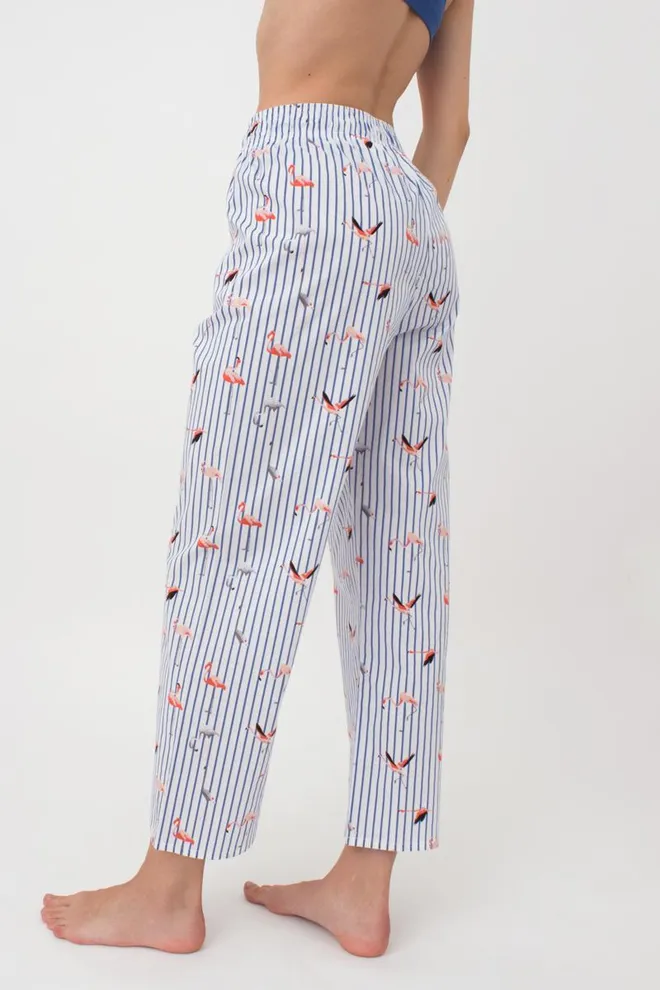 Женские хлопковые штаны FLAMINGO 4318/010 Giulia (dark blue stripe), синий