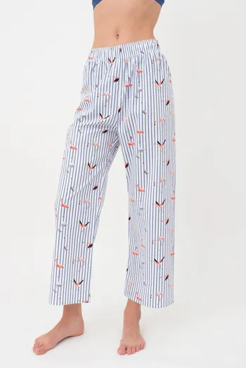 Женские хлопковые штаны FLAMINGO 4318/010 Giulia (dark blue stripe), синий