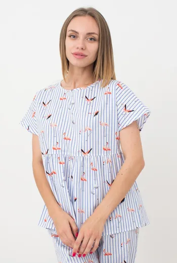 Женская хлопковая блуза Flamingo 4808/010 Giulia (blue stripe)