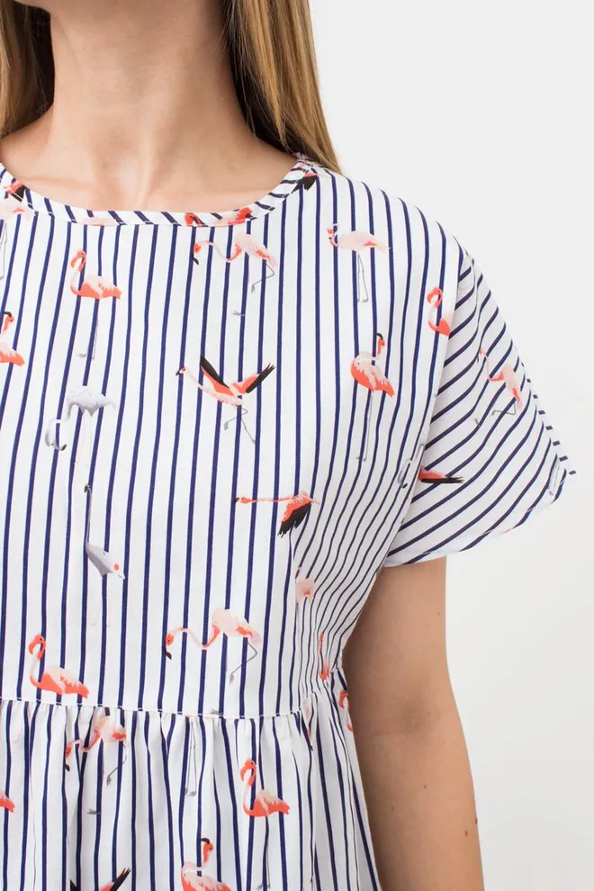 Женская хлопковая блуза FLAMINGO 4808/010 Giulia (dark blue stripe), синий