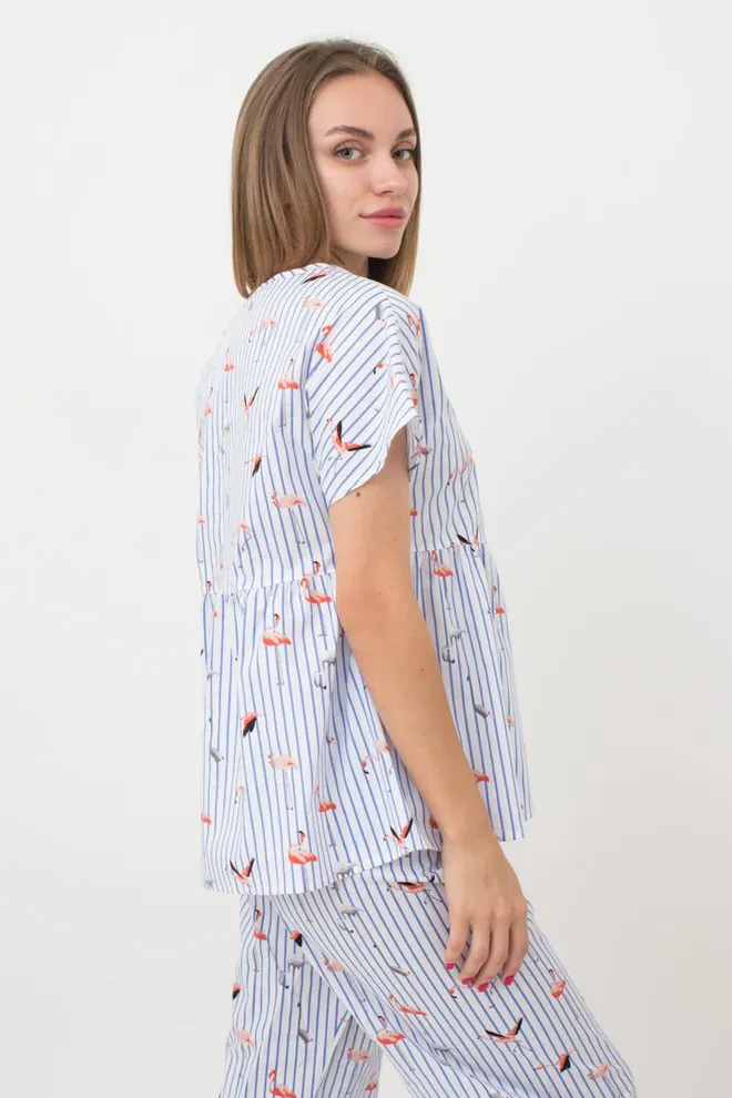 Женская хлопковая блуза Flamingo 4808/010 Giulia (blue stripe)