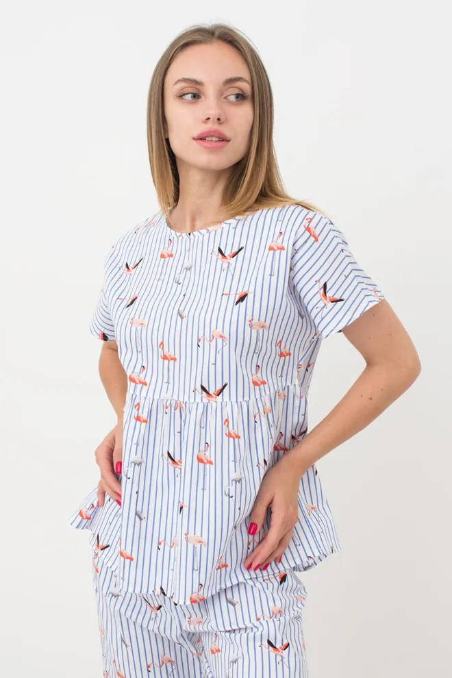 Женская хлопковая блуза Flamingo 4808/010 Giulia (blue stripe)