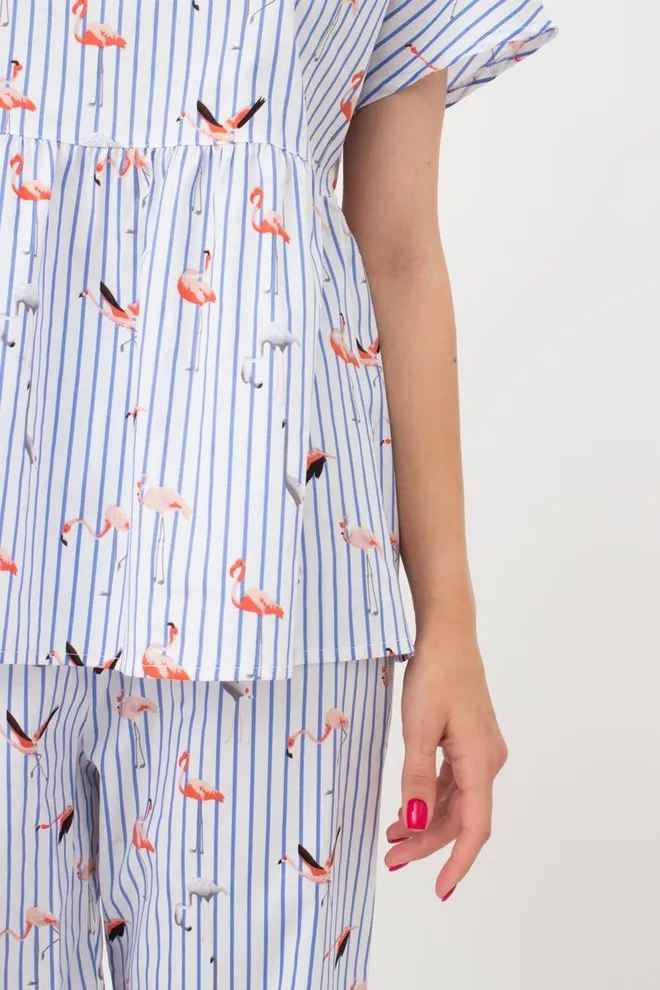 Женская хлопковая блуза Flamingo 4808/010 Giulia (blue stripe)