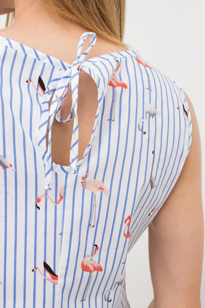 Хлопковая ночная рубашка с принтом Flamingo 8703/010 Giulia (blue stripe)