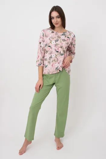 Пижама женская со штанами Flow&Frog 5206/010 Giulia (flower/green)