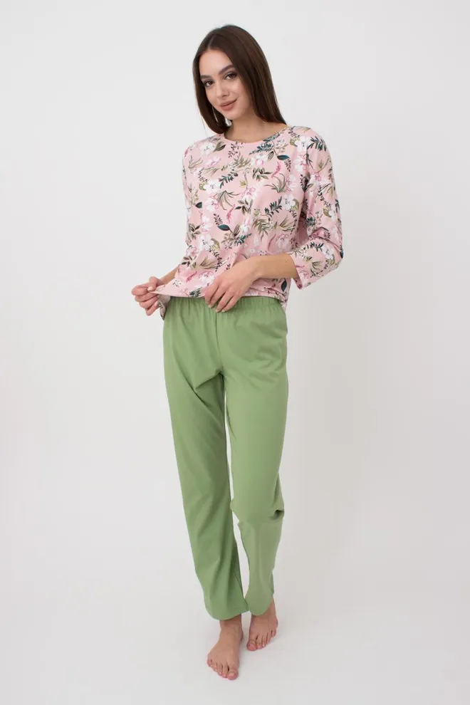 Пижама женская со штанами Flow&Frog 5206/010 Giulia (flower/green)