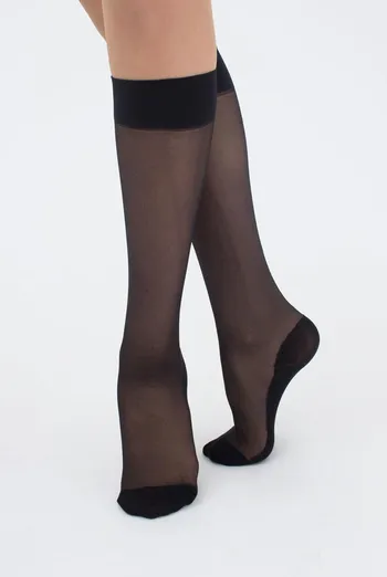 Капронові гольфи з бавовняними слідками Footies style knee-high Giulia (nero), чорний