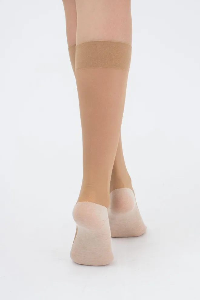 Капроновые гольфы с хлопковыми следками Footies style knee-high Giulia (daino), бежевый