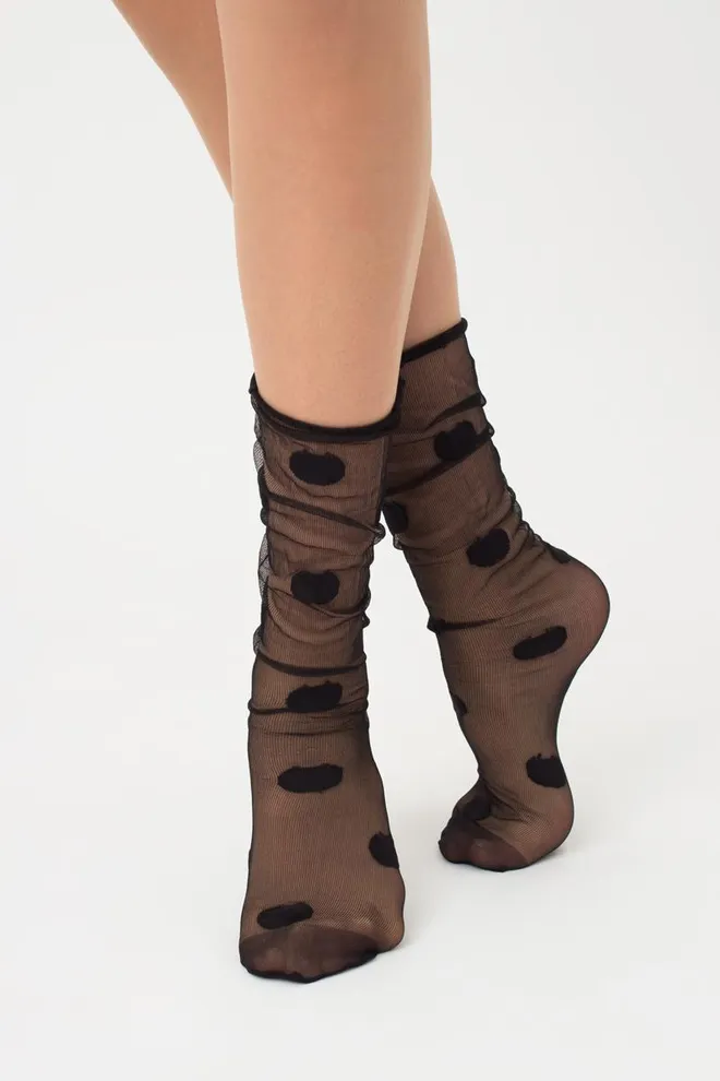 Гольфы без резинки в горох Gm-001 Giulia (nero)